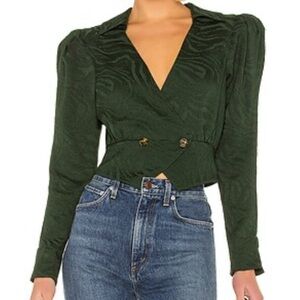 House Of Harlow x REVOLVE Gloria Blouse in Emerald Large